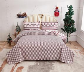 img 3 attached to Christmas Reindeer Reversible Bedspread Snowflake Bedding