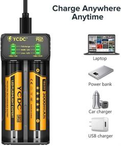 img 2 attached to 🔋 YCDC Universal Battery Charger | AA AAA C D Battery Charger | R2 Lithium Battery Charger | 2A USB Port | Max 1A Output | 2-Slot Independent Charge | 3.7V/1.2V Li-ion Ni-MH Ni-Cd Rechargeable Batteries