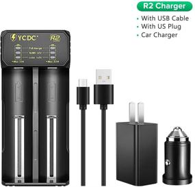 img 1 attached to 🔋 YCDC Universal Battery Charger | AA AAA C D Battery Charger | R2 Lithium Battery Charger | 2A USB Port | Max 1A Output | 2-Slot Independent Charge | 3.7V/1.2V Li-ion Ni-MH Ni-Cd Rechargeable Batteries