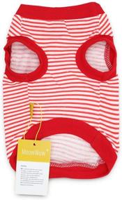 img 3 attached to 🐾 MeowWow Pet Dog Cat Shirt: Stylish 100% Cotton Striped Puppy Clothes (Pack of 2) for Small Dogs