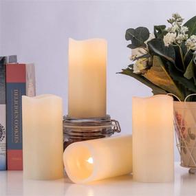 img 2 attached to 🕯️ Aku Tonpa Flameless Candles Battery Operated, Real Wax Electric LED Candle Gift Set with Remote Control, Cycling 24 Hours Timer, Warm White Lights, 3"x6" - Pack of 4, SEO-Optimized