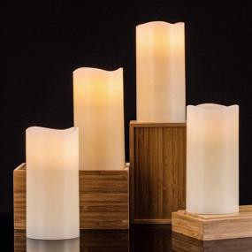 img 1 attached to 🕯️ Aku Tonpa Flameless Candles Battery Operated, Real Wax Electric LED Candle Gift Set with Remote Control, Cycling 24 Hours Timer, Warm White Lights, 3"x6" - Pack of 4, SEO-Optimized