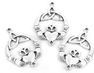 10 pack of large boho chic charm connectors: silver tone claddagh design, 1 7/8 inch – get yours now! logo