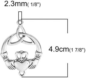 img 2 attached to 10 Pack of Large Boho Chic Charm Connectors: Silver Tone Claddagh Design, 1 7/8 Inch – Get Yours Now!