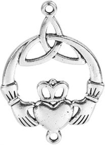 img 1 attached to 10 Pack of Large Boho Chic Charm Connectors: Silver Tone Claddagh Design, 1 7/8 Inch – Get Yours Now!