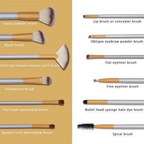 img 3 attached to 🎨 15 Pcs Professional Makeup Brushes Set: Foundation Brush, Eyeshadow Brush Set, Eye Makeup Brushes, Concealer Brush with Silicone Pad and Travel Makeup Bag - Champagne Golden | Tylola TBR-1