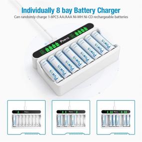 img 1 attached to POWXS Fast Charging 8-Bay AA AAA Battery Charger with Clear LCD Display for Ni-MH Ni-CD Rechargeable Batteries