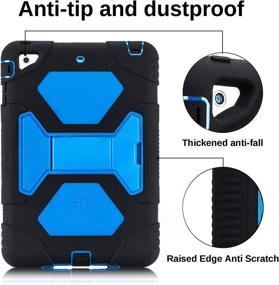 img 2 attached to 📱 ACEGUARDER iPad Mini Case - Full Body Protection, Soft Silicone Cover with Screen Protector & Adjustable Kickstand for iPad Mini 1 2 3 (Black/Blue)