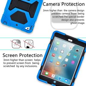 img 3 attached to 📱 ACEGUARDER iPad Mini Case - Full Body Protection, Soft Silicone Cover with Screen Protector & Adjustable Kickstand for iPad Mini 1 2 3 (Black/Blue)