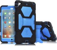 📱 aceguarder ipad mini case - full body protection, soft silicone cover with screen protector & adjustable kickstand for ipad mini 1 2 3 (black/blue) логотип