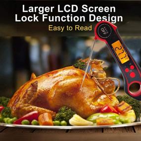 img 3 attached to 🔥 Enhance Your Cooking Precision with our Waterproof Digital Instant Read Meat Thermometer – Backlit, Calibrated, Ideal for BBQ, Grill & Smoker (Red)