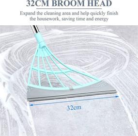 img 1 attached to 🧹 Adjustable Sweeper Broom with Floor Squeegee, Multifunction Magic Broom for Indoor Sweeping, Cleaning Shower Windows, Pet Hair Removal - Extendable 3.9 Feet, Glass Wiper, Green