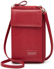 img 3 attached to Jmart Crossbody Cell Phone Bag Wallet Case: Wine Red for iPhone 12 Pro, Samsung Galaxy, A Series - Women's Shoulder Handbag with Phone Pocket, Card Holder