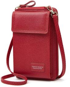 img 4 attached to Jmart Crossbody Cell Phone Bag Wallet Case: Wine Red for iPhone 12 Pro, Samsung Galaxy, A Series - Women's Shoulder Handbag with Phone Pocket, Card Holder