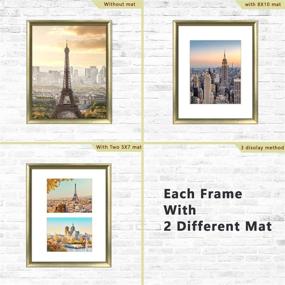 img 3 attached to 🖼️ Q.Hou 11x14 Picture Frame Gold Set of 2 - Display 8x10 or Dual 5x7 Photos with Mat & Without Mat - Wall Mount (QH006-PF11X14-GD)