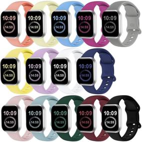 img 4 attached to Ремешки SWHAS Apple Watch Bands 38 мм 40 мм 41 мм - 14 штук, мягкие силиконовые браслеты для замены совместимы с iWatch Series 7 6 5 4 3 2 1 SE, женщины мужчины