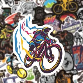 img 1 attached to Kid-Friendly and Teen Water-proof Bike Stickers: Perfect Vinyl Decals for Water Bottles, Laptops, Hydro Flasks, Phones, Skateboards, and Travel Cases, featuring Mountain Bike Design
