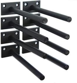 img 3 attached to 📦 Pack of 8, 6-Inch Solid Steel Floating Shelf Brackets - Concealed Hidden Supports for Black Wood Shelves - Includes Screws and Wall Plugs