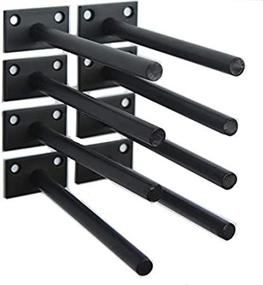 img 1 attached to 📦 Pack of 8, 6-Inch Solid Steel Floating Shelf Brackets - Concealed Hidden Supports for Black Wood Shelves - Includes Screws and Wall Plugs