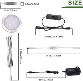 img 2 attached to 🔦 AIBOO Dimmable LED Under Cabinet Lighting Kit - 6 Ultra Slim Puck Lights with Wireless Remote Control & 12V Plug Adapter for Counter Showcase Kitchen (Warm White)