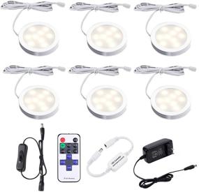 img 4 attached to 🔦 AIBOO Dimmable LED Under Cabinet Lighting Kit - 6 Ultra Slim Puck Lights with Wireless Remote Control & 12V Plug Adapter for Counter Showcase Kitchen (Warm White)