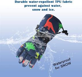 img 3 attached to Waterproof Mittens Outdoor Colorful Dinosaur Boys' Accessories : Cold Weather