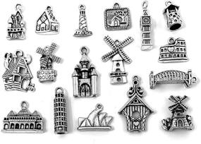 img 2 attached to JIALEEY Wholesale Bulk Lots Alloy House Charms Pendants for DIY Jewelry Making and Crafting - Antique Silver, 61PCS - Travel Theme Collection