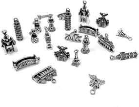 img 3 attached to JIALEEY Wholesale Bulk Lots Alloy House Charms Pendants for DIY Jewelry Making and Crafting - Antique Silver, 61PCS - Travel Theme Collection