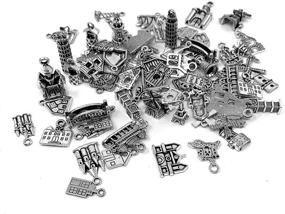 img 1 attached to JIALEEY Wholesale Bulk Lots Alloy House Charms Pendants for DIY Jewelry Making and Crafting - Antique Silver, 61PCS - Travel Theme Collection