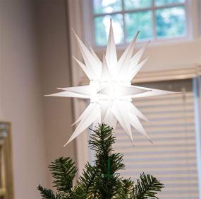 img 3 attached to 🌟 Elf Logic - 12" LED Moravian Star Tree Topper: White Lighted Christmas Decoration for Trees & Outdoors