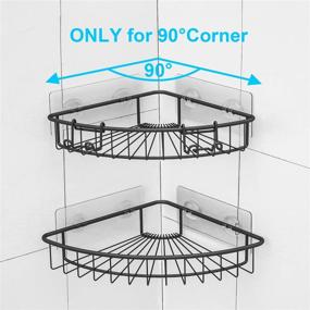 img 3 attached to 🛁 SMARTAKE 2-Pack Corner Shower Caddy: Stainless Steel Adhesive Bathroom Shelf with Removable Hooks for Shower, Kitchen, Toilet, Dorm - Black