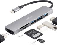 🔌 6-in-1 usb c hub with hdmi, usb 3.0 port, sd/micro sd card reader | 4k hdmi compatible for macbook pro, macbook air, usb c laptops, and type c devices логотип