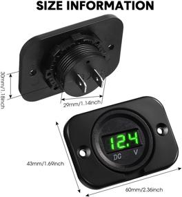 img 2 attached to 🚗 Waterproof Car Voltmeter with LED Digital Display Panel and Mounting Plate - 2 Pieces, Round Voltage Gauge Meter for Boat Marine Vehicle Motorcycle Truck ATV UTV - Green Light - 12V 24V DC