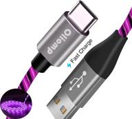 🔌 быстрая зарядка usb c-кабель, oliomp заряжающийся светодиодный кабель с эффектом потока, usb-кабель type c совместим с samsung galaxy s10 s9 s8 note 20, pixel, lg v30 v20 g6 (6 футов, фиолетовый) логотип