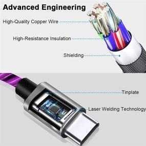 img 2 attached to 🔌 Быстрая зарядка USB C-кабель, Oliomp Заряжающийся светодиодный кабель с эффектом потока, USB-кабель Type C совместим с Samsung Galaxy S10 S9 S8 Note 20, Pixel, LG V30 V20 G6 (6 футов, фиолетовый)