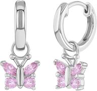 🦋 pretty pink butterfly earrings: 925 sterling silver dangle hoops for young girls and pre-teens logo