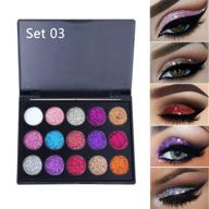 shimmer glitter eyeshadow palette - long lasting makeup pallet with sparkling shades - 15 eye-catching colors (15 colors 01) logo