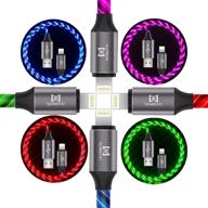 📱 light up iphone charger cable - 6.6ft, 4-pack visible flowing fast cord, mfi certified compatible with iphone12/11 pro max/xs, xr/x/8plus/8/7plus/7/6/5/5s, purple+blue+green+red logo