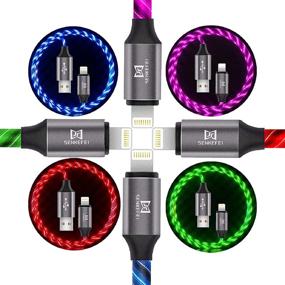 img 3 attached to 📱 Light Up iPhone Charger Cable - 6.6ft, 4-Pack Visible Flowing Fast Cord, MFi Certified Compatible with iPhone12/11 Pro Max/XS, XR/X/8Plus/8/7Plus/7/6/5/5s, Purple+Blue+Green+Red