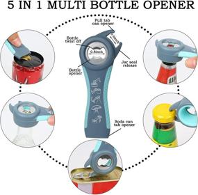 img 2 attached to 🍶 EasyGrip 5-in-1 Jar and Bottle Opener Set - Ideal Kitchen Tools for Weak Hands, Arthritis Sufferers, Elderly, and Kids - 2 Pack