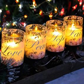 img 1 attached to 🕯️ SILVERSTRO Flameless Candles with Remote - Moving Flame Glass LED Candles for Home Décor - Faith Hope Love Peace - Spiritual Gifts for Women - Ideal for Thanksgiving Christmas - Set of 4