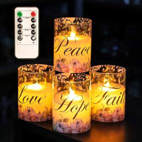 img 4 attached to 🕯️ SILVERSTRO Flameless Candles with Remote - Moving Flame Glass LED Candles for Home Décor - Faith Hope Love Peace - Spiritual Gifts for Women - Ideal for Thanksgiving Christmas - Set of 4