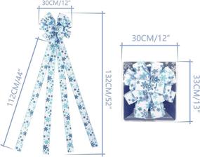 img 1 attached to 44X12 Inch Artificial Xmas Tree Topper Bow Flower Decor - Glitter Snowflakes Print for Wedding, Birthday Party, Thanksgiving & Christmas Decoration - White/Blue