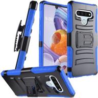 📱 celzen hybrid phone case with stand and belt clip holster - cv1 blue for lg stylo 6 lm-q730 (2020) logo