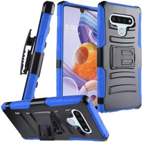 img 4 attached to 📱 CELZEN Hybrid Phone Case with Stand and Belt Clip Holster - CV1 Blue for LG Stylo 6 LM-Q730 (2020)