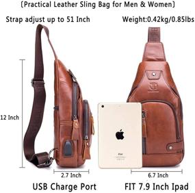 img 3 attached to 🔌 Charging Leather Shoulder Crossbody Backpacks