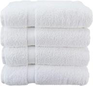 wealuxe soft and absorbent cotton bath towels - hotel quality, 27x52 inch, 4 pack, white logo