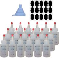 🎨 18 pack 2 oz empty plastic squeeze bottles with red tip caps - ideal for arts & crafts, glue &amp; multipurpose applications - includes 15 chalk labels and 1 funnel logo