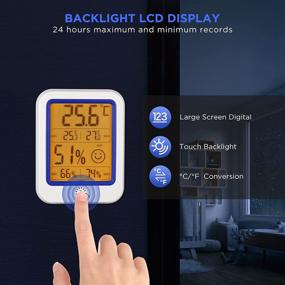 img 2 attached to 🌿 odorsin Digital Hygrometer Indoor Thermometer with Max/Min Records & Backlight Display: Monitor Temperature and Humidity for Room, Greenhouse, Pet Reptile, Plant, Humidor