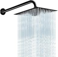 🚿 ultra-large black 12 inch shower head with extended 15 inch arm: superior showering experience! logo